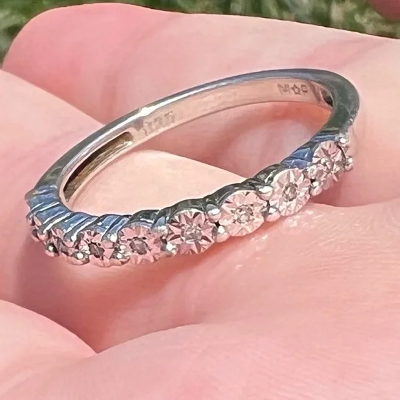 Vintage Diamond Ring Size 7 Half Infinity Starburst MP Sterling Silver 925 - Picture 6 of 12